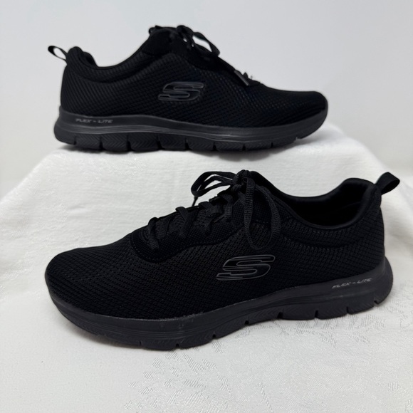 Skechers Flex Lite Black Sneakers Men’s Size 9 Comfort Walking Running Shoes - Picture 1 of 11
